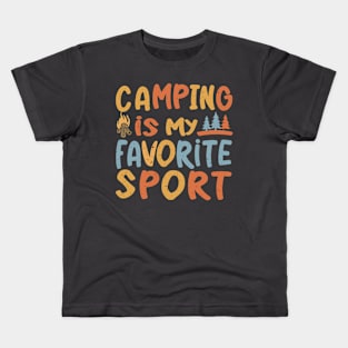 Colorful Camping Is My Favorite Sport Grunge Design Kids T-Shirt